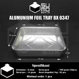 [1 PAK ISI 50 PCS] Alumunium foil tray BX 0347 tanpa tutup / macaroni schotel / lasagna kotak besar 1400ml