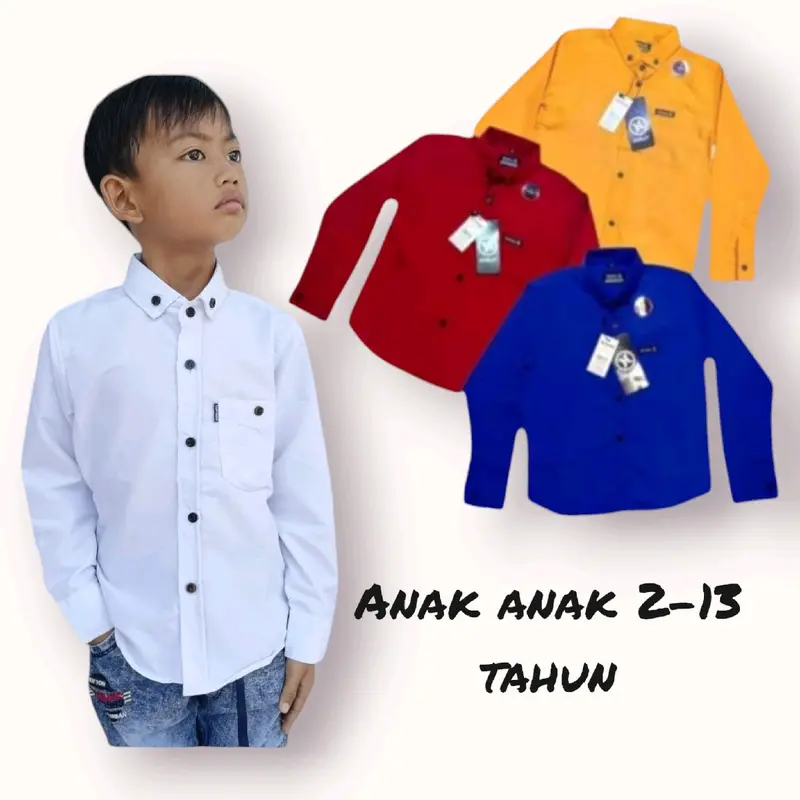 Pakaian anak Baju anak Atasan Kemeja anak lengan panjang Hem anak Kemeja polos Fashion 1