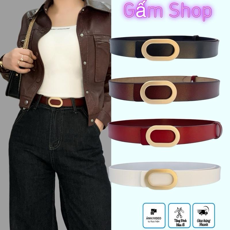 Thắt Lưng Nữ Da Nguyên Miếng Mềm 4 Màu Mặt Ovan  (Hàng mới ) Bản Đai 3cm Voi.