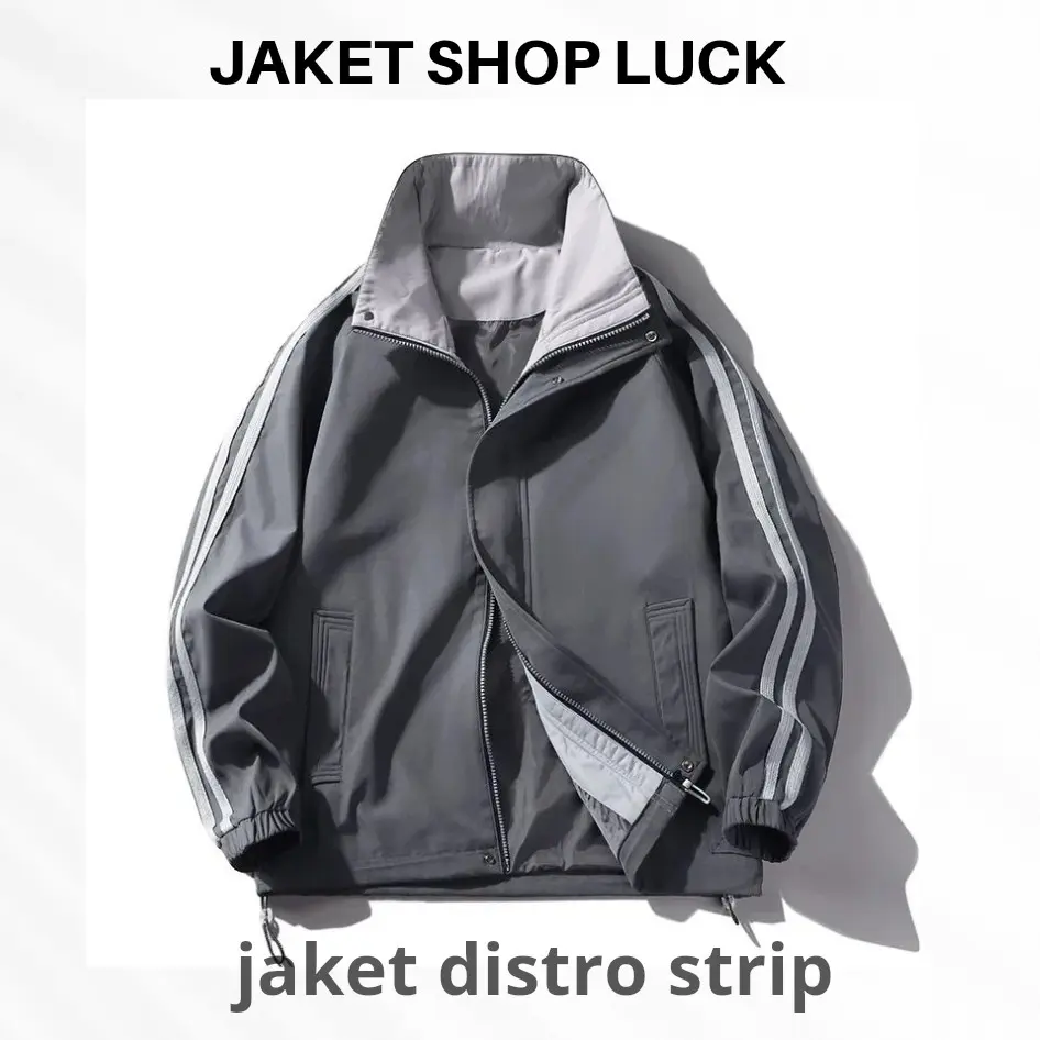 JACKET VINTAGE DISTRO MANTEL BLACK STRIP/ JACKET VARSITY / JACKET PRIA Keren Casual varsity jacket outfits Nyaman Waterproof bomber jaket  premium Kantong Hitam twist jaket & mantel track Panjang Motor Kancing Cowok