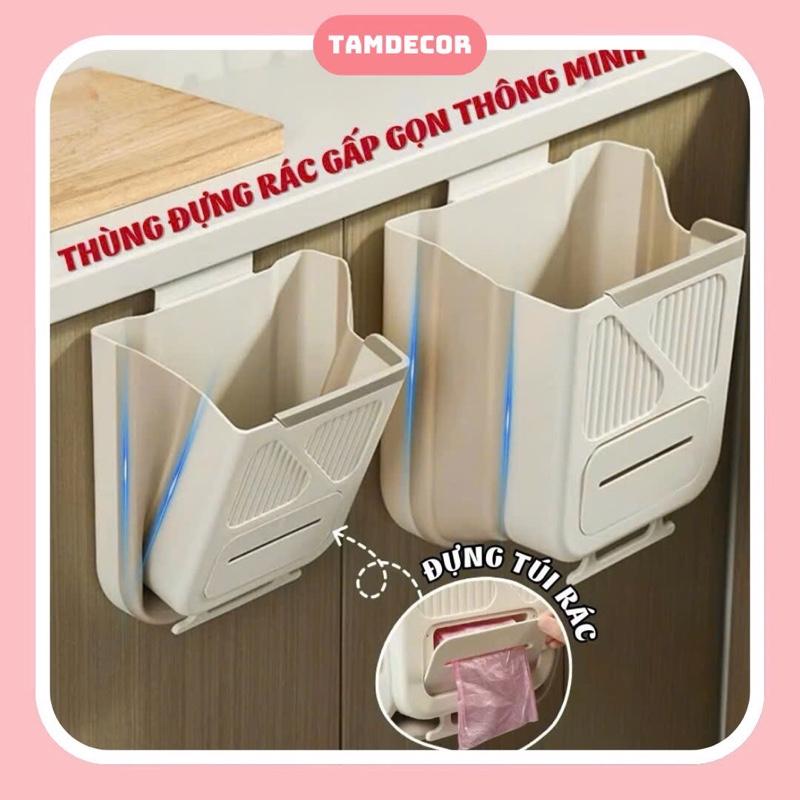 Thùng Rác Treo Tủ Bếp Gấp Gọn Thông Minh 10L Có Ngăn đựnġ Túi Rác - Thùng Rác…