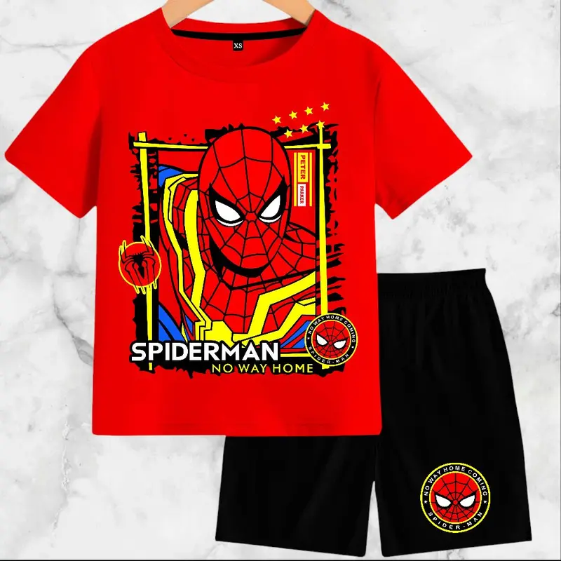 Setelan Baju Anak-Anak Spiderman Kaos Catton Soft 24s DTF/Digital Berat Badan XS-XXXL Fashion Kids - Motif, Celana 4