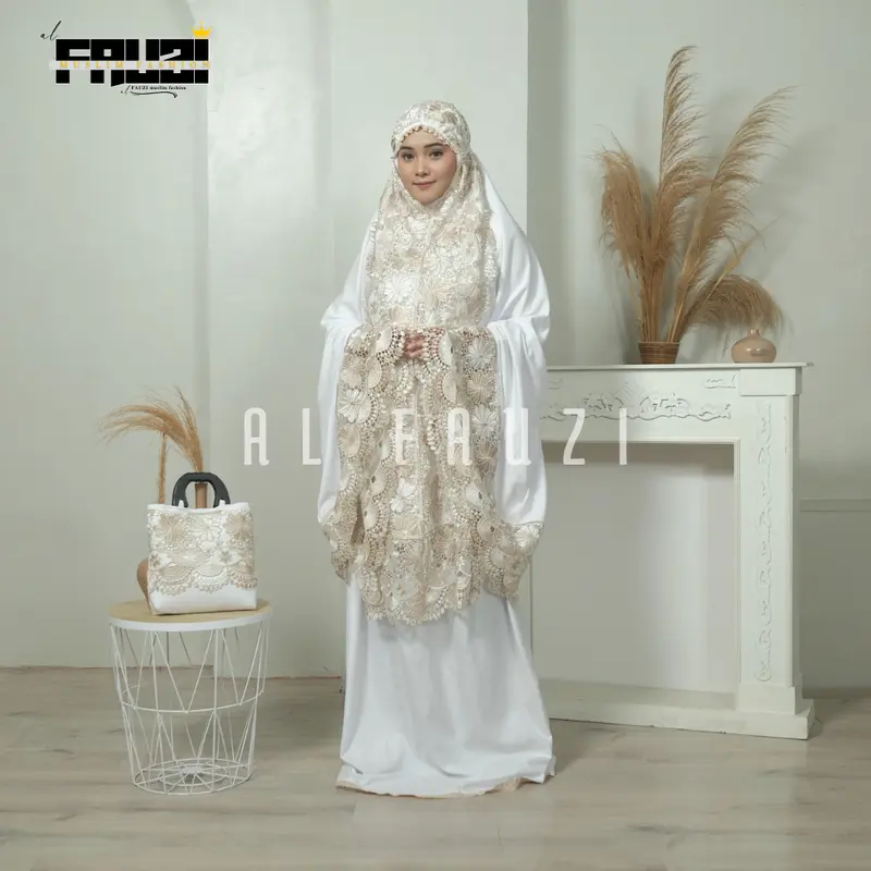 AL FAUZI - Mukena Zaina Dewasa Katun Renda Mix Twotone Jumbo Cantik Mewah Elegan 1