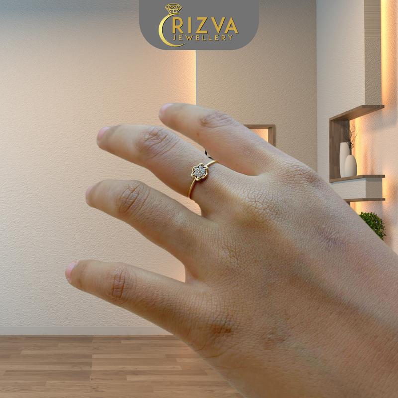 Cincin Solitaire Bunga Var Rizva Jewellry Rose Gold 8K 6