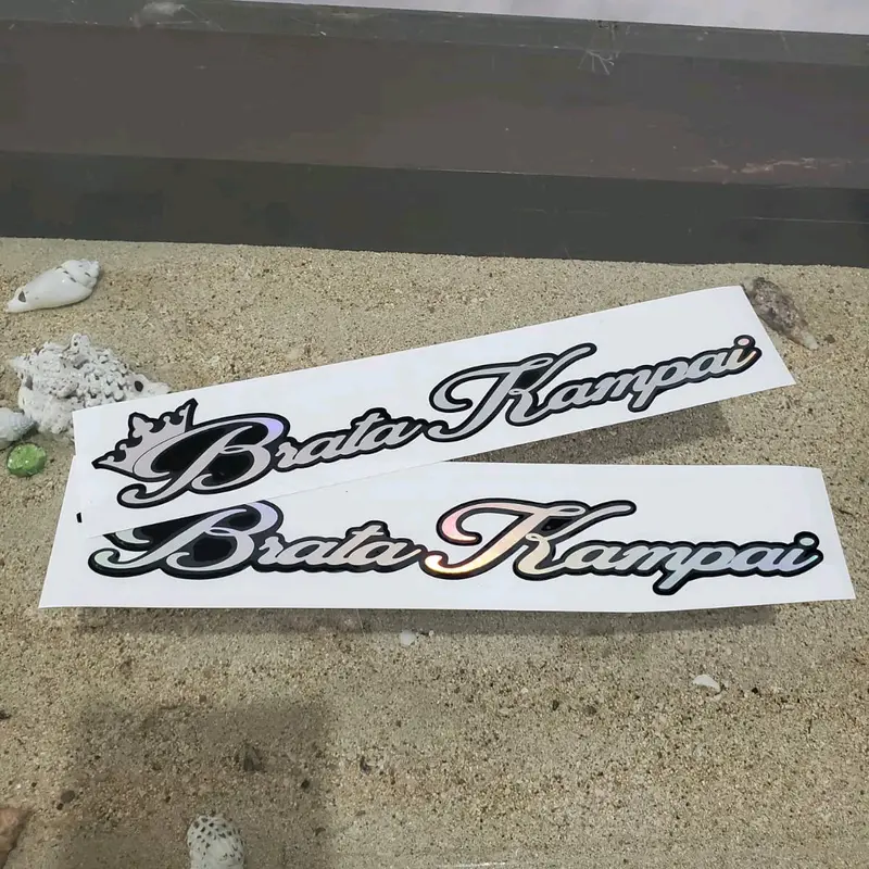 cutting sticker beground hitam custom nama mahkota hologram 3