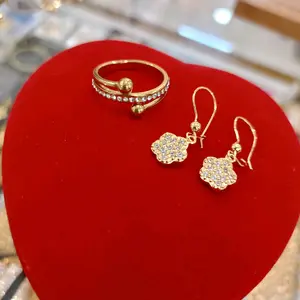 0.9 Cincin Dan Anting Model Permata Wanita Cantik Mewah Cincin Sudah Bisa Pake Harian bestie