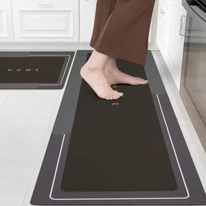 Tapete de cocina con arcilla de sílice, 0.1 pulgada de grosor, súper absorbente y de secado rápido, respaldo de goma antideslizante, tapete antideslizante para baño, alfombrilla lavable para puerta