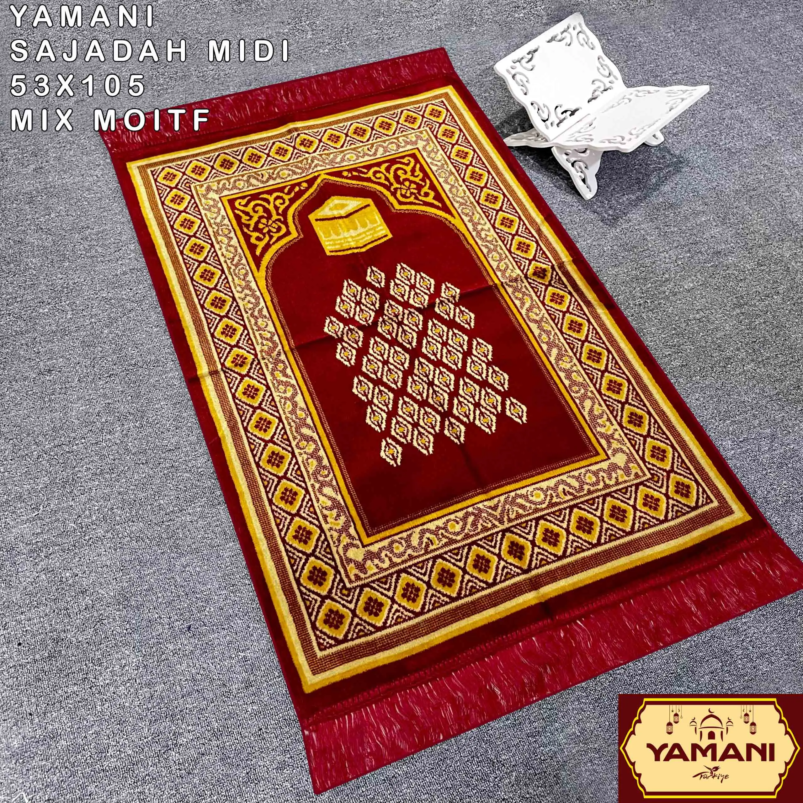 Sajadah Turki Ukuran 53x105 cm Bahan Bludru Tebal Lembut Peralatan Sholat Souvenir Oleh-oleh Haji dan Umroh Muslim