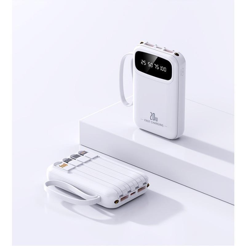 Bộ sạc dự phòng 10000-20000mAh với 4 cáp LED và đèn chiếu sáng 20WSạc nhanh Large capacity, ultra-thin, compact and portable