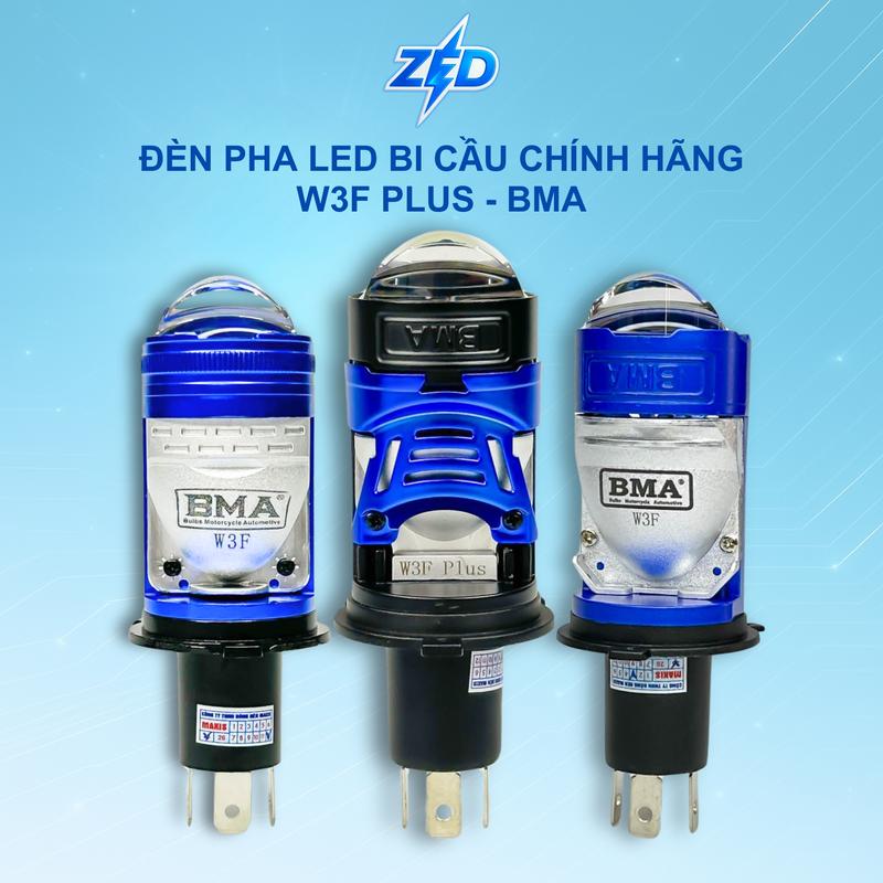 Hàng Chuẩn BMA Đèn Pha LED Bi Cầu W3F PLUS - 55W Trợ Pha Laser Chuyên Lắp ÔTô Xe Máy Chân H4 12 24V Điện BÌnh - Phụ Tùng