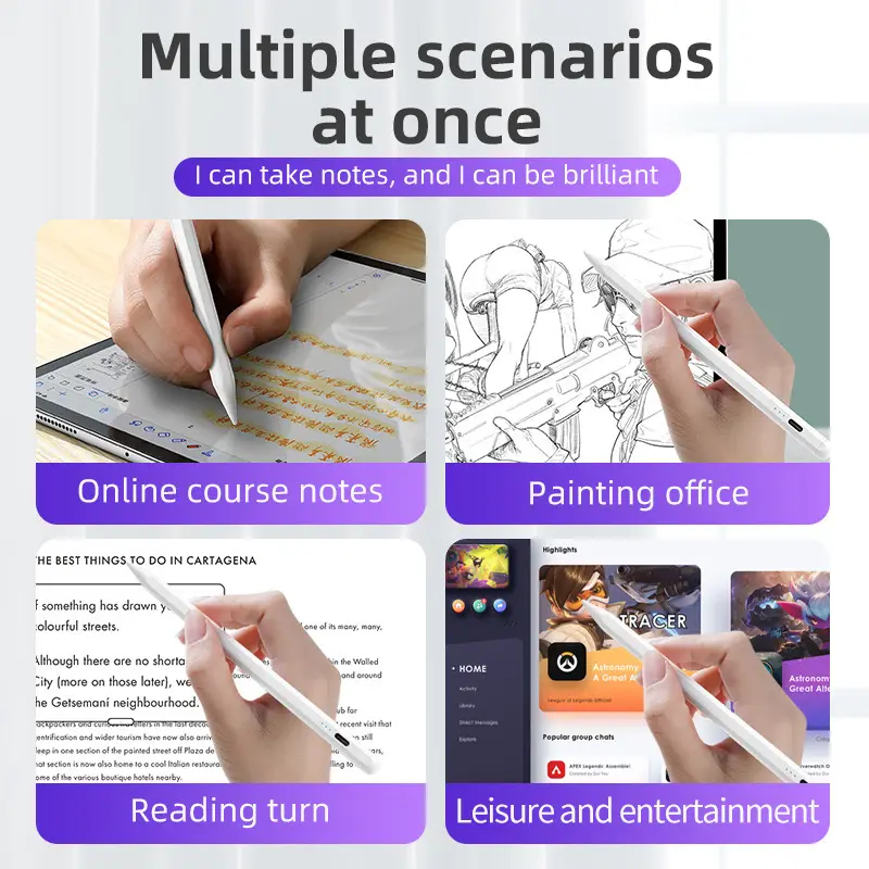 GOOPODOS Stylus Pen Universal Compatible foriPad Samsung Huawei Xiaomi lOS /Android TabletPencil Stilus/Active Stylus Pen /Rechargeable Power SavingFast Charging 6