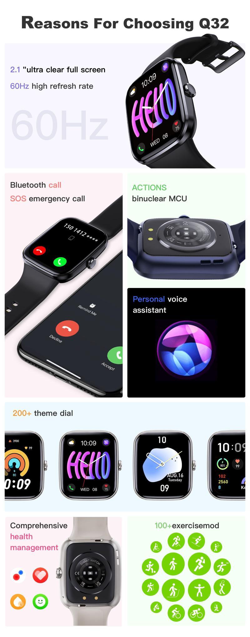 Product Introduction of smartwatch Women's Skrin HD 2.1 Inci, Jam Tangan Pintar,Untuk Wanita,Jam Tangan Kecergasan Sukan,Panggilan Bluetooth, dengan Pemantau Suhu Badan, Kalis Air,Sesuai untuk Wanita dan Lelaki, watches men Serasi dengan Android dan iOS Waterproof 48