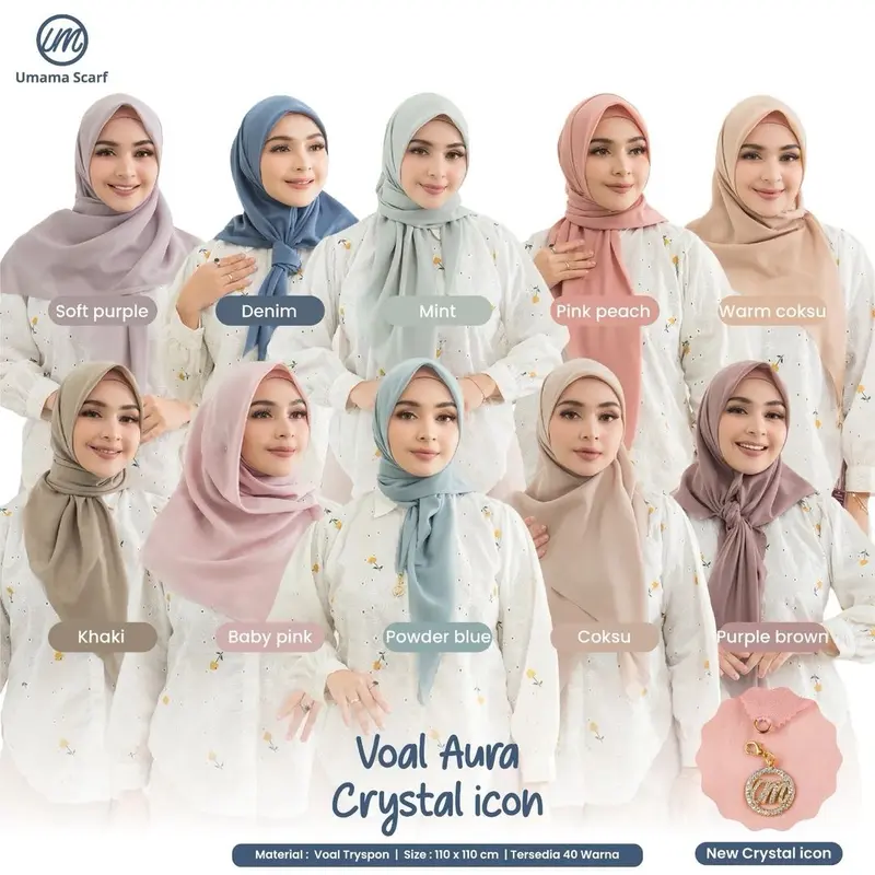 Umama Voal Aura Crystal Icon Lase Cut Original / Hijab Segi Empat / Paris Premium 3