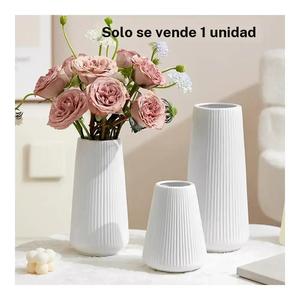 Juego de 3 Piezas de Floreros de Plástico Tipo Cerámica - Irrompibles y Ligeros de PP para Interior/Exterior, Altos/Medianos/Pequeños, Decoración de Patio Amigable con Niños y Mascotas, Hogar Moderno