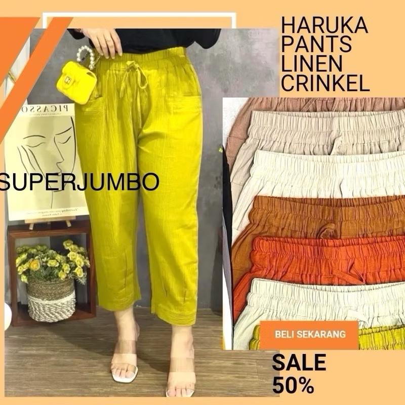 HARUKA PANTS LINEN CRINKEL SUPERJUMBO MUAT SAMPAI 100kg Wanita 1