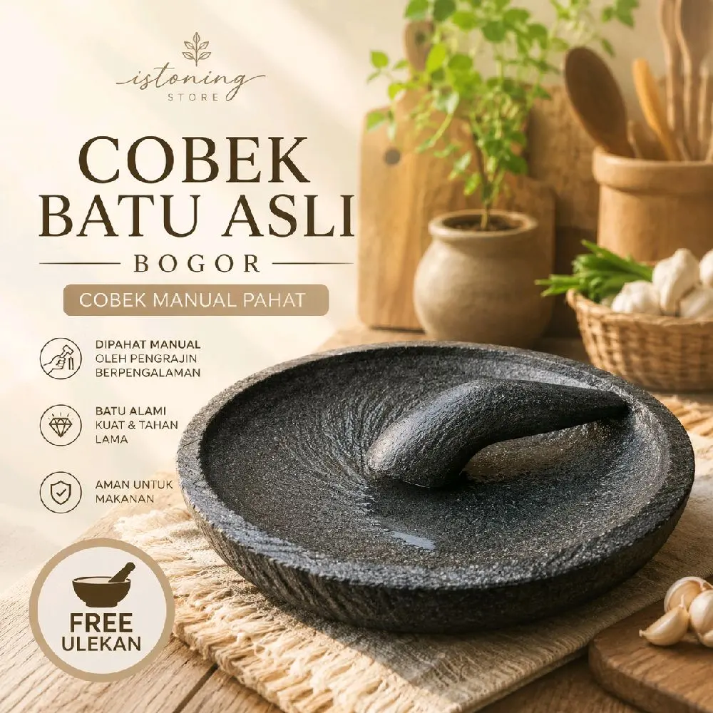 Istoning Store Cobek Batu Asli Bogor Manual Pahat Dihemat Manual Oleh Pengrajin Berpengalaman Batu Alami Kuat Tahan Lama Aman Untuk Makanan Free Ulekan