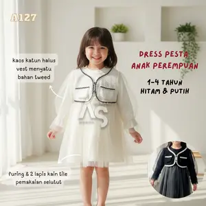 [SALE AKHIR TAHUN] BISA COD - Dress Anak Perempuan Import HITAM PUTIH 1-4 Tahun - Gaun Pesta Bahan KATUN TUTU Lembut - Alafastore A127