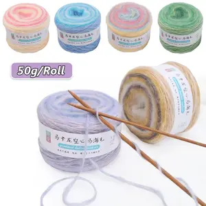 Benang Rajut Gradien Warna Pelangi - Wol Mix Mohair Lembut Untuk Crochet Syal, Topi, Sweater (Biru/Hijau/Pink/Colorful) High Quality Product Brasia-Home