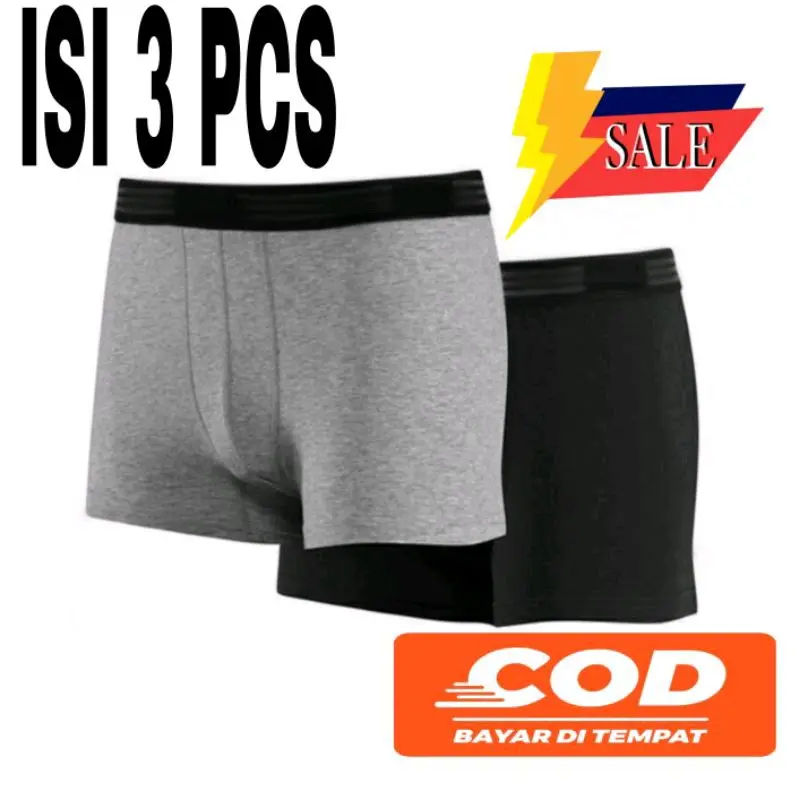 paket hemat 3pcs celana dalam boxer pria dewasa bahan super lembur nyaman di pakai