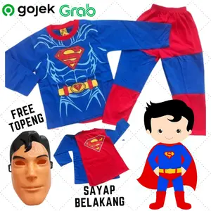 kostum baju anak superman gratis topeng untuk usia 2-10 tahun gratis topeng free