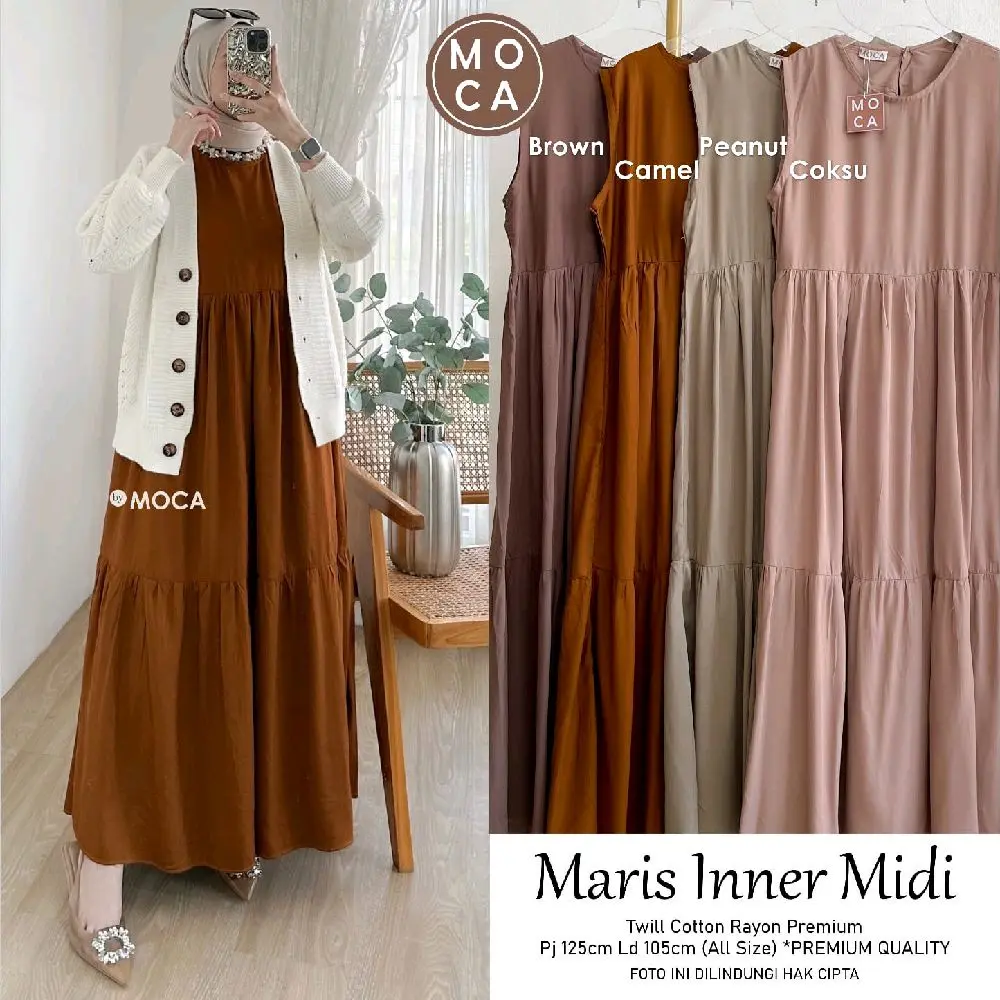 Maris inner midi #Nalos inner dress rayon twill terlaris.Restock serian warna baru
