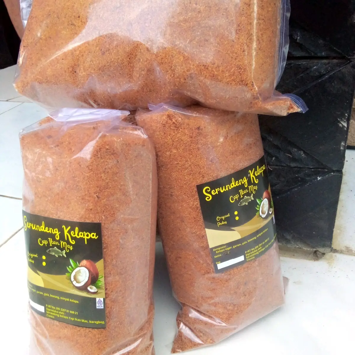 Serundeng Kelapa Asli cap ikan mas - Makanan Ringan Autentik Indonesia - Snack, Food organik