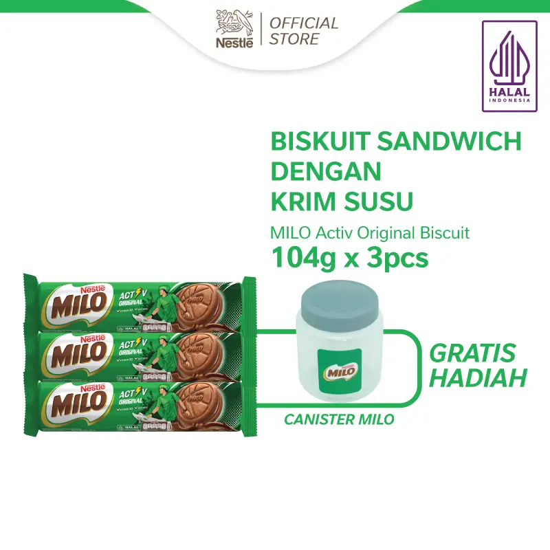 [FREE CANISTER MILO] BUY 3 MILO ORIGINAL  BISCUIT 104g
