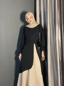 Pola Wear | Clara Long Tunik Muslim Wanita Polos Crinkle Airflow Premium 4IN1 LD 120 Atasan Panjang Oversize set kondangan Remaja Dewasa