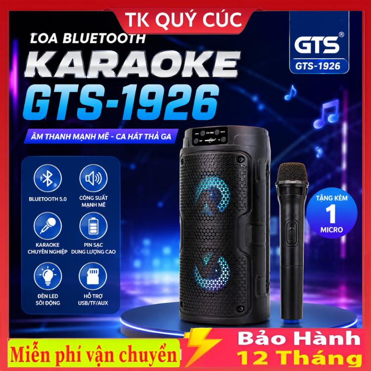 Loa Bluetooth Karaoke GTS-1926 / CL97 / K12 Tặng Kèm Mic Hát Nghe Nhạc Cực Đã Âm Bass Cực Mạnh Hát Cực Hay