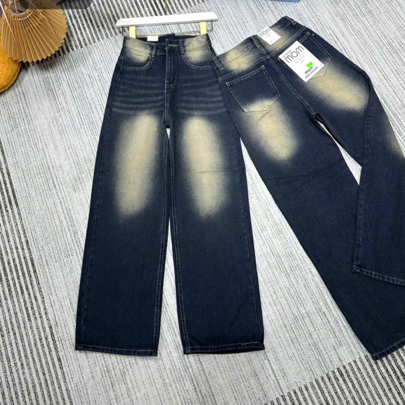 Quần Jean Nữ ống Suông xanh bụi  -Quần baggy nữ ống rộng lưng cao màu RETTO mẫu mới TH912