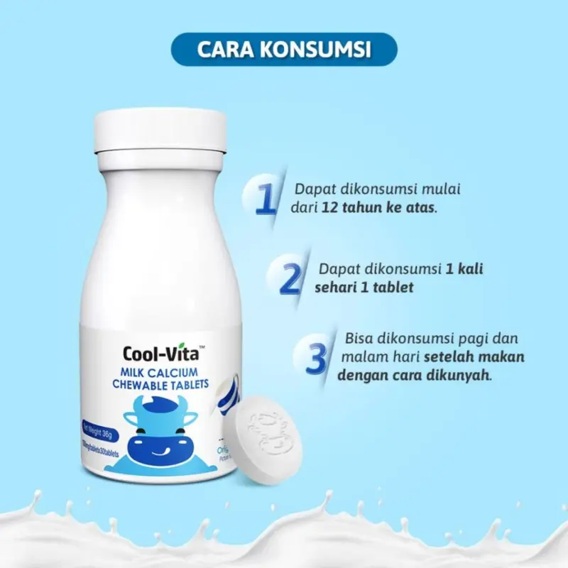 Cool-Vita Milk Calcium Tablet Kunyah - Coolvita Calsium Peninggi Badan Anak | Cool Vita Peninggi Badan 1