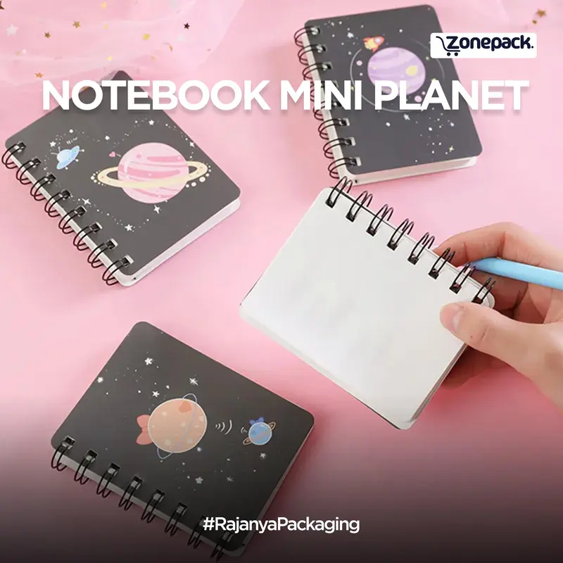 Buku Catatan Mini | Notebook Mini Planet | Buku Tulis Kelinci Lucu Cute Love Dot Flower | Catatan Memo Kecil Mini Pocket | Mini Notebook Ring Motif Isi 80 Lembar 0