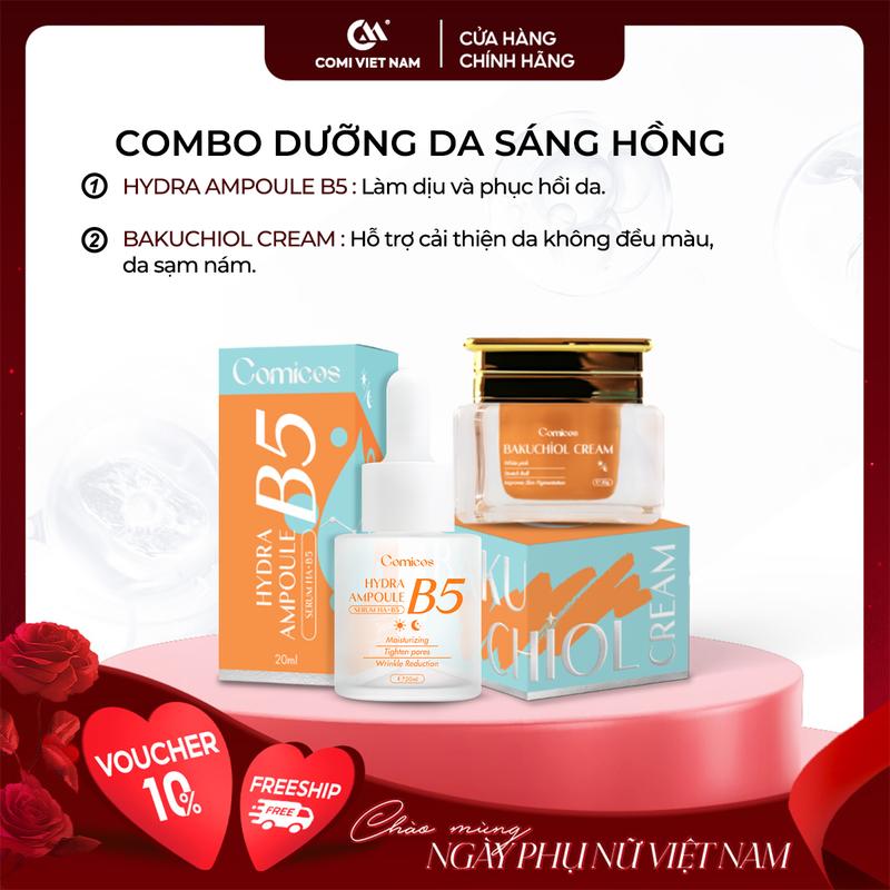 [COMI VIETNAM] Combo Up Size: Kem Face Huyết Yến Bakuchiol 20g & Tinh Chất Cấp Ẩm B5 HA 20ml Dưỡng Da Mềm Mịn & Căng Bóng