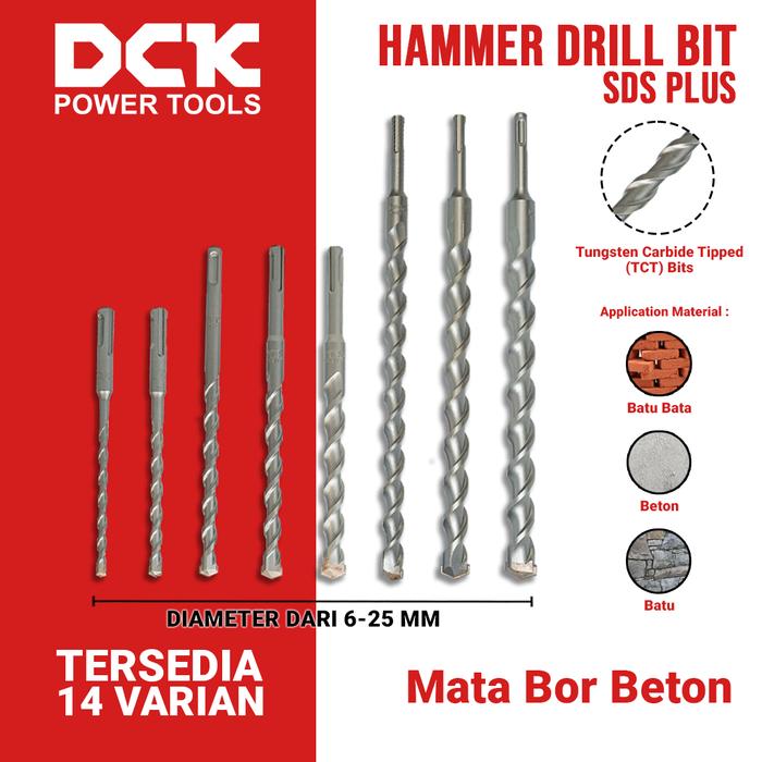 Gambar DCK Hammer Drill Bit (SDS-plus) / Mata Bor Beton 6, 8, 10, 12, 14, 16, 18, 20, 22, 25 mm dari DCK Power Tools Indonesia Kota Administrasi Jakarta Barat Tokopedia