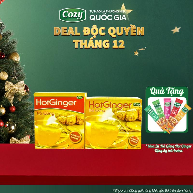  Trà Gừng Hòa Tan Hot Ginger Cozy Kombucha vị Chanh Gừng - Hương Vị Cay Nhẹ ấm Nồng  20 Gói x 10g  Tea Nước Trà Cozy Tea Tốt Cho Sức Khỏe 