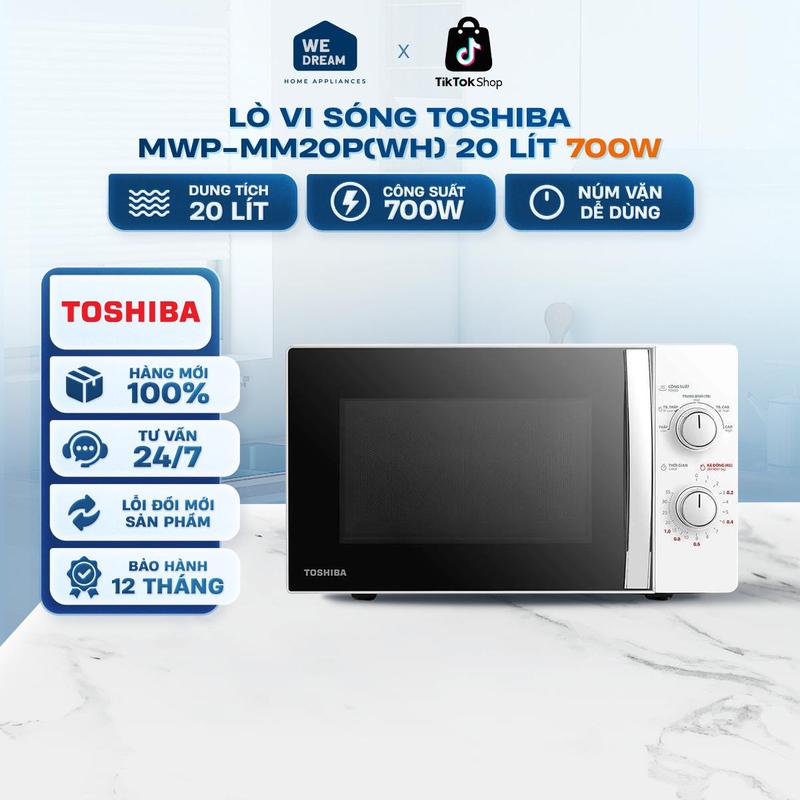 Lò Vi Sóng Toshiba 700W MWP-MM20P(WH) - Chống thấm 3 Lớp, Mạnh Mẽ Với 5 Mức Công Suất