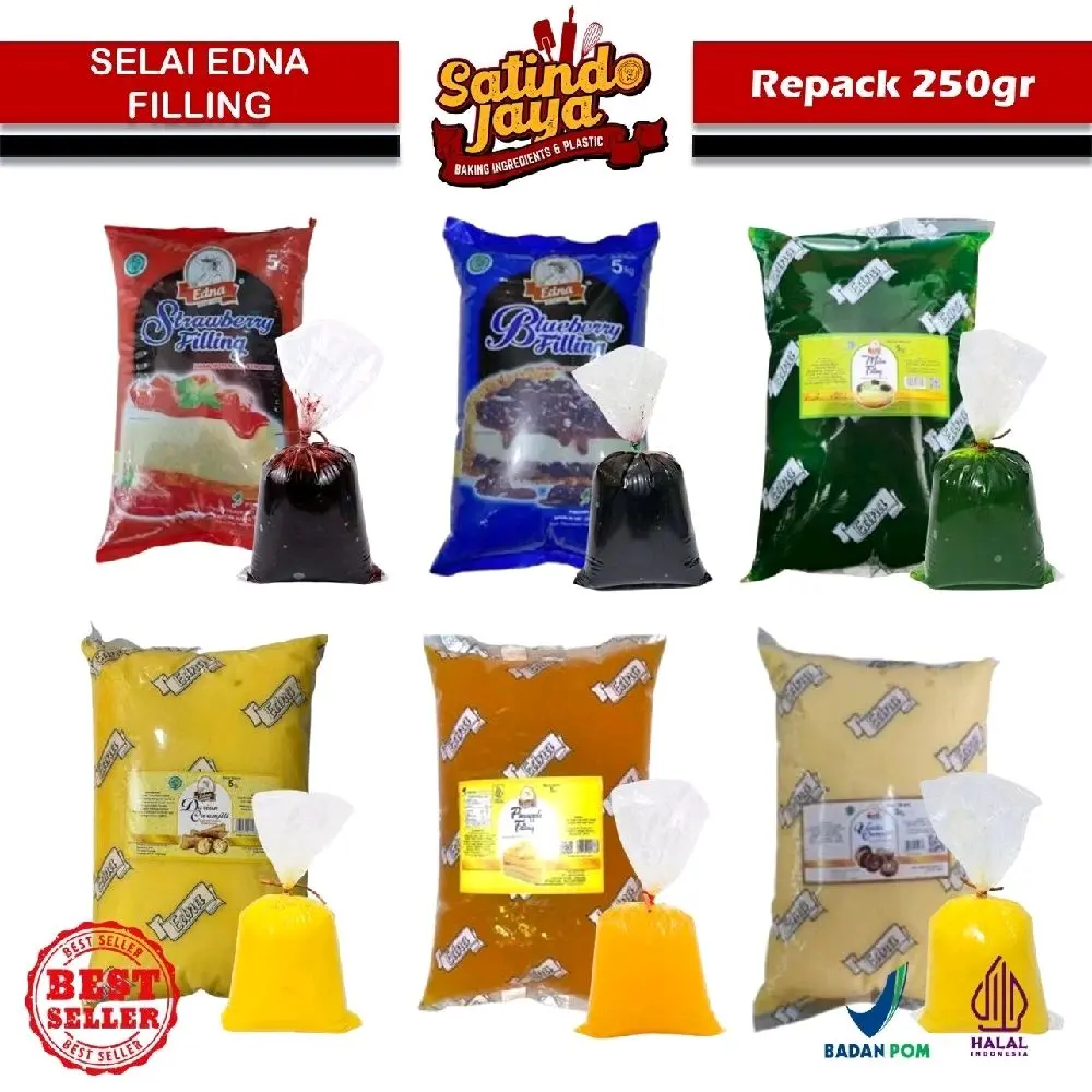 SELAI EDNA FILLING 250gr - Selai Buah Isian Roti Aneka Rasa - Olesan & Topping