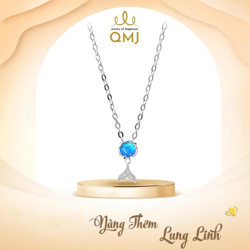 QMJ STORE Q290 Dây chuyền nữ bạc NÀNG TIÊN CÁ đá moonstone thời trang phụ kiện trang sức bạc 925 cao cấp