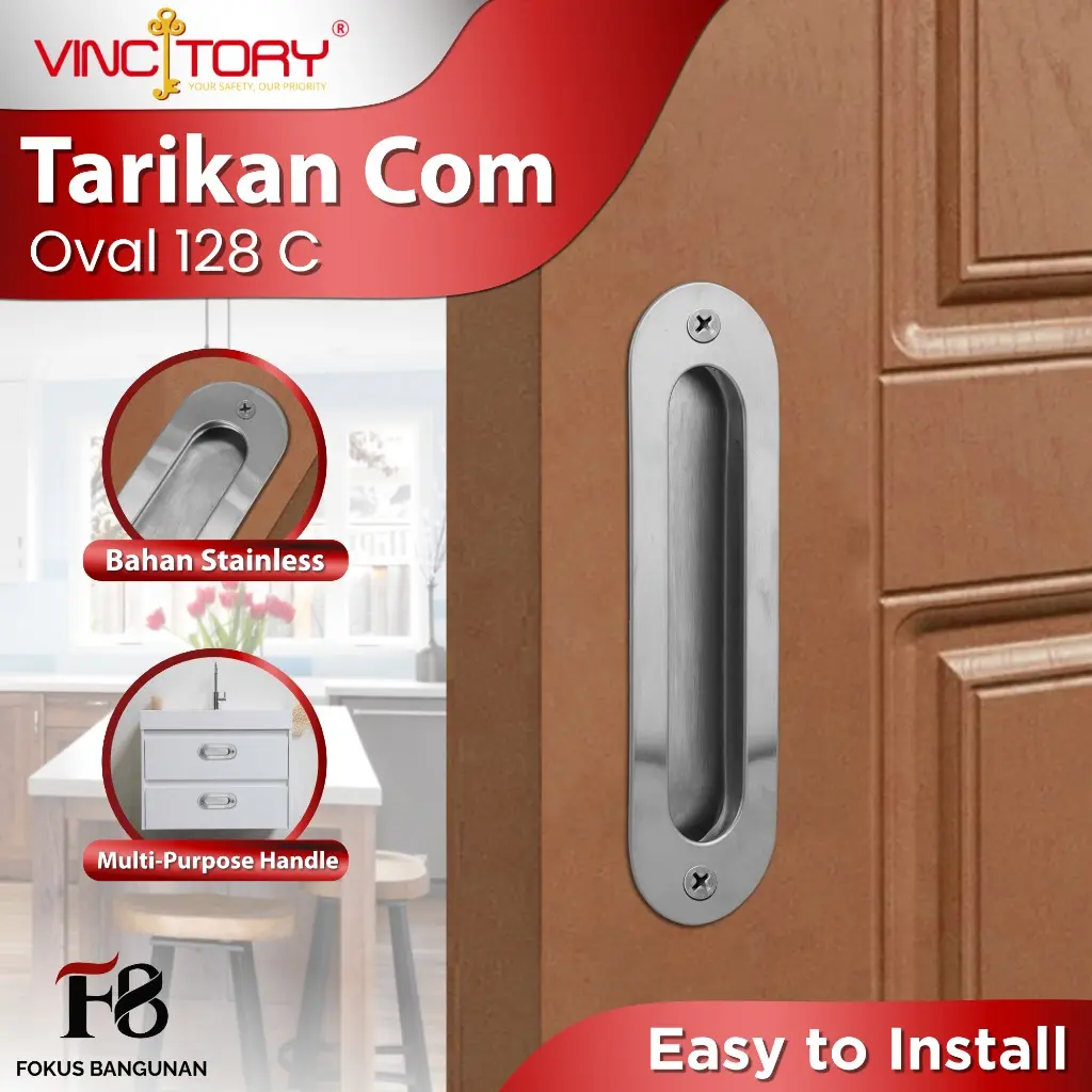 Tarikan Com Handle Pintu Geser / Handle Tanam Tarikan Laci Pintu Geser Stainless Vincitory | 612