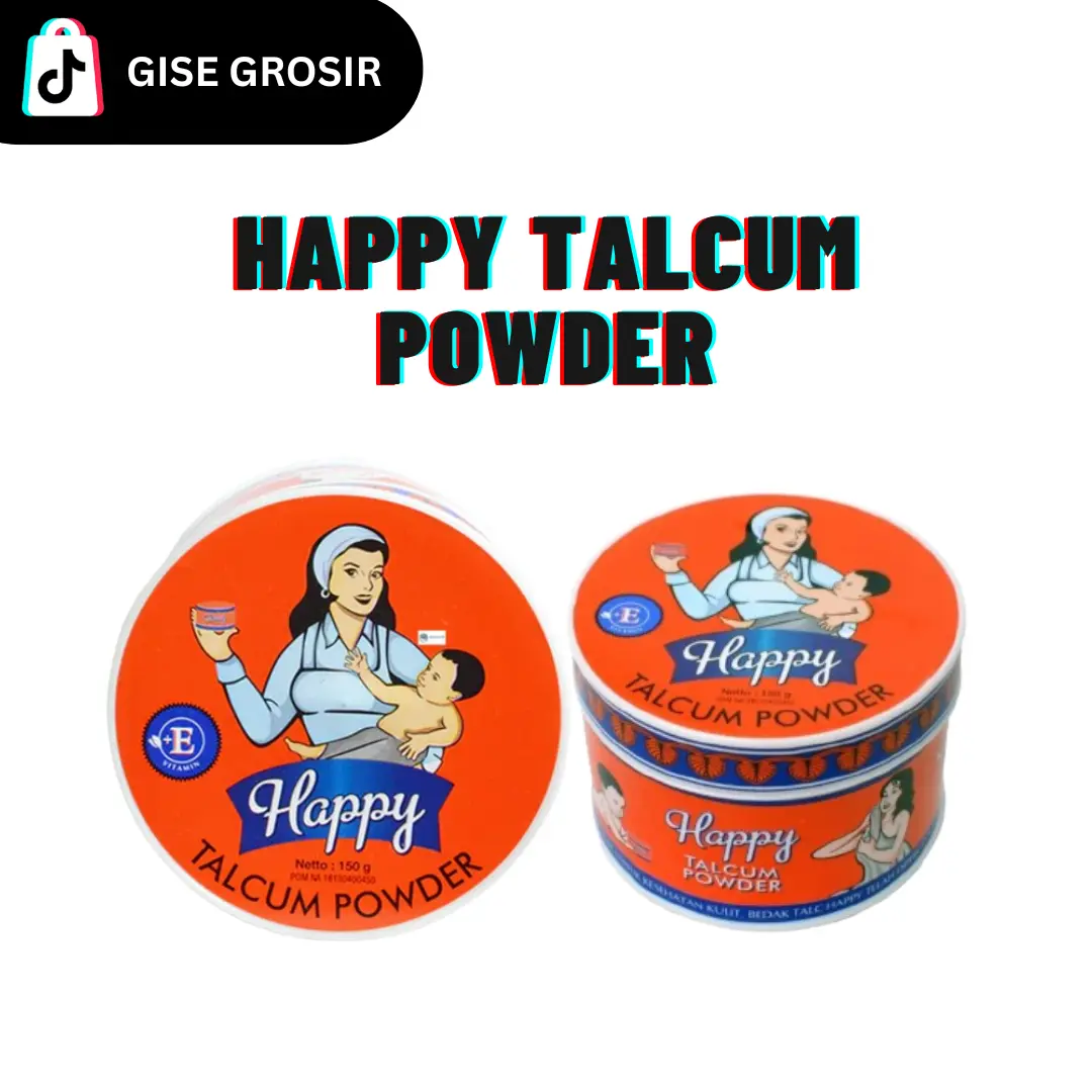 happy talcum powder netto 150 g (3 psc Rp. 22000 dan 6 psc Rp. 43000