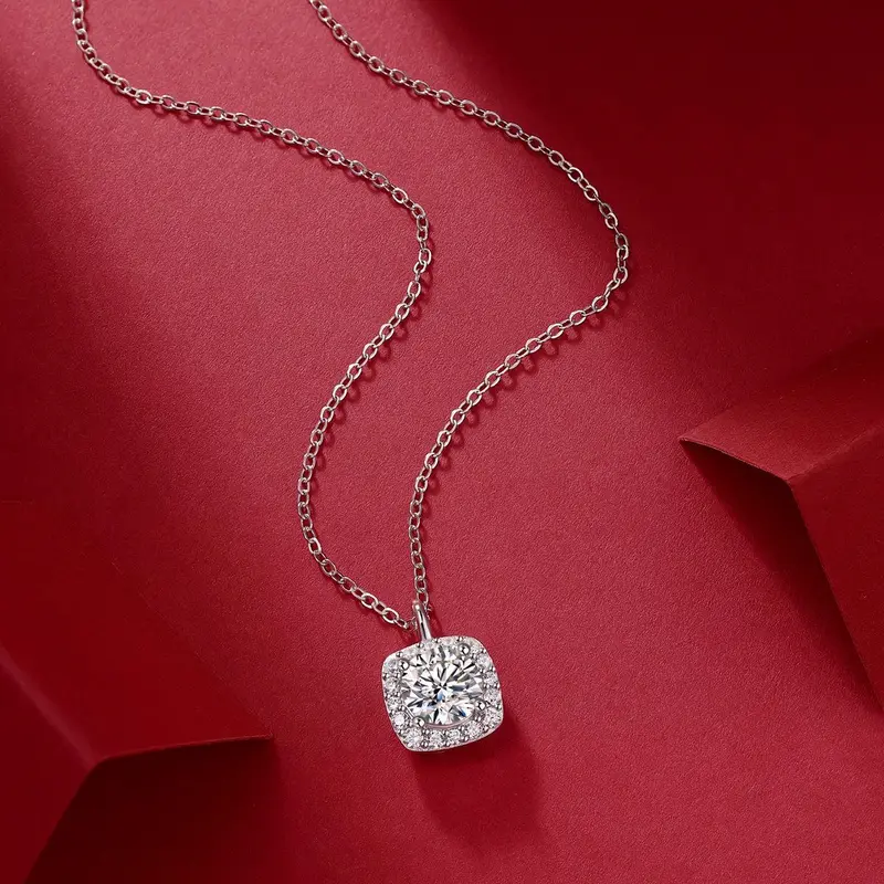 Vòng Cổ bạc Moissanite, Carat Hứa 1,0 Carat 3