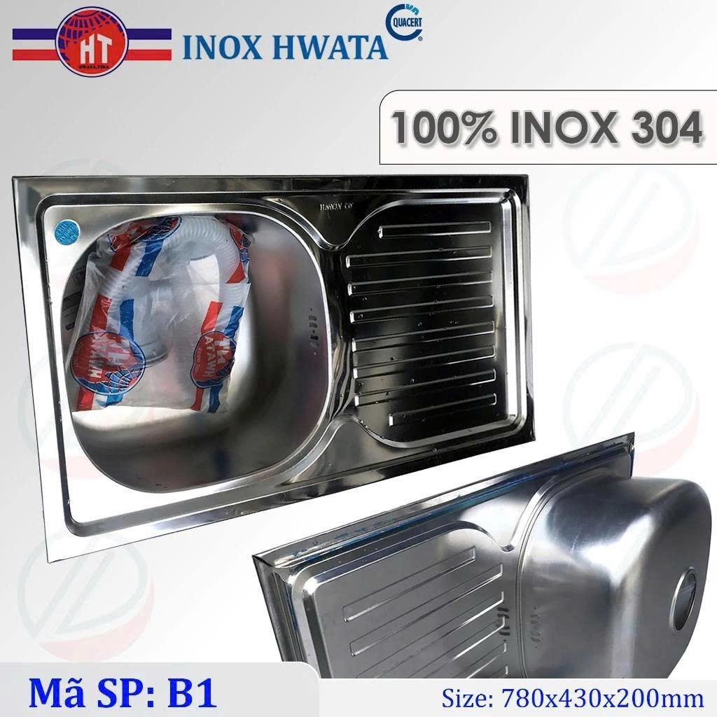 Chậu Rửa Chén Bát Chính Hãng HWATA INOX 304 - Loại 1 hộc 1 cánh, 2 hộc, nhiều kích thước thông dụng kèm xi phông
