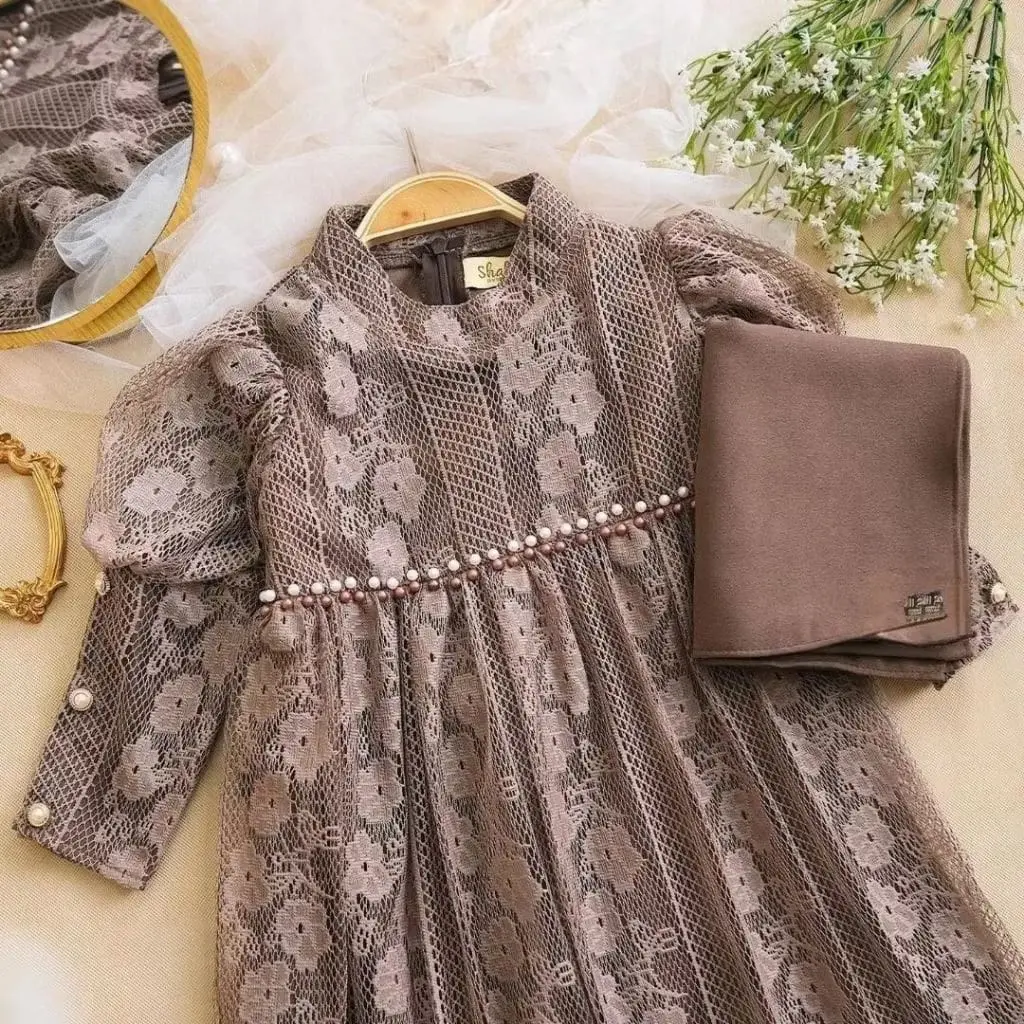 Aqilla Dress Anak Mewah Gamis Cantik Anak 2-9 Tahun Baju Anak Model Baru Lebaran 2025