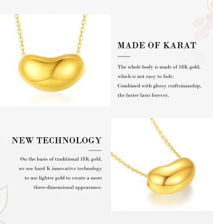Product Introduction of 【Chow Tai Seng】18K Au750 Gold Bean Beads Minimalist Daily Fashion Jewelry Necklace 3