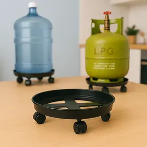 [AFF8] Rak Dudukan Tatakan LPG & Galon Air Maspion Multi Function Tray - Rak Gas 3 Kg & 12 Kg, Rak Galon Roda Kokoh, Plastik Kuat, Diameter 33 CM Penyimpanan