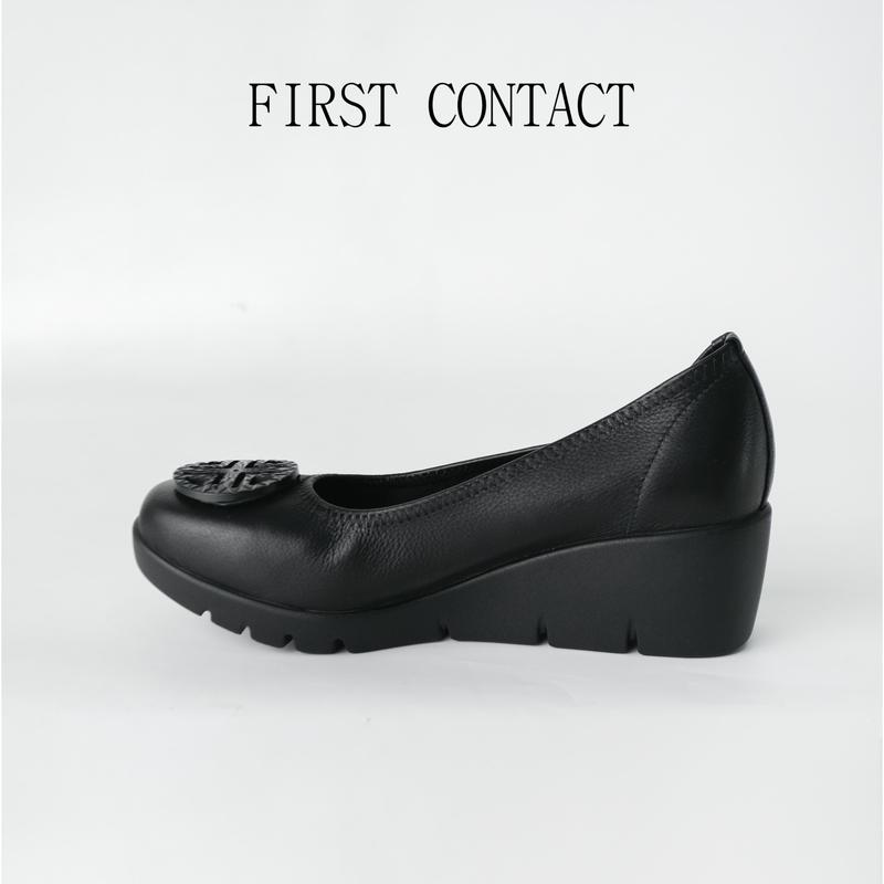 First Contact Sepatu Wedges Wanita Formal Aether Crest Black Heels Shoes Hitam 4