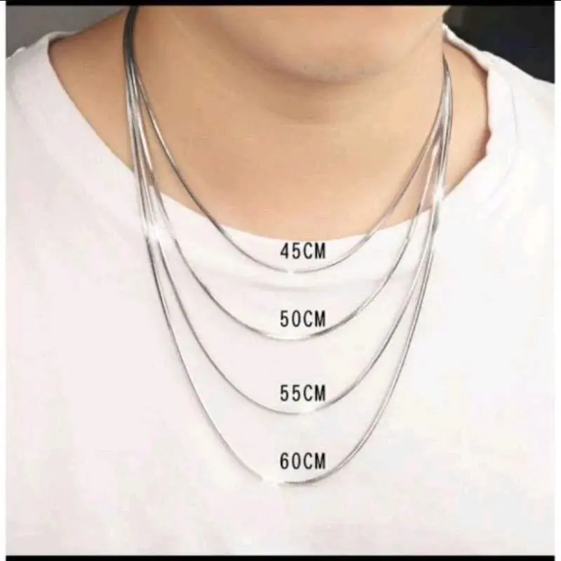Kalung Titanium Model Bulat Polos Silver Pria Dan Wanita Anti Karat & Luntur 0