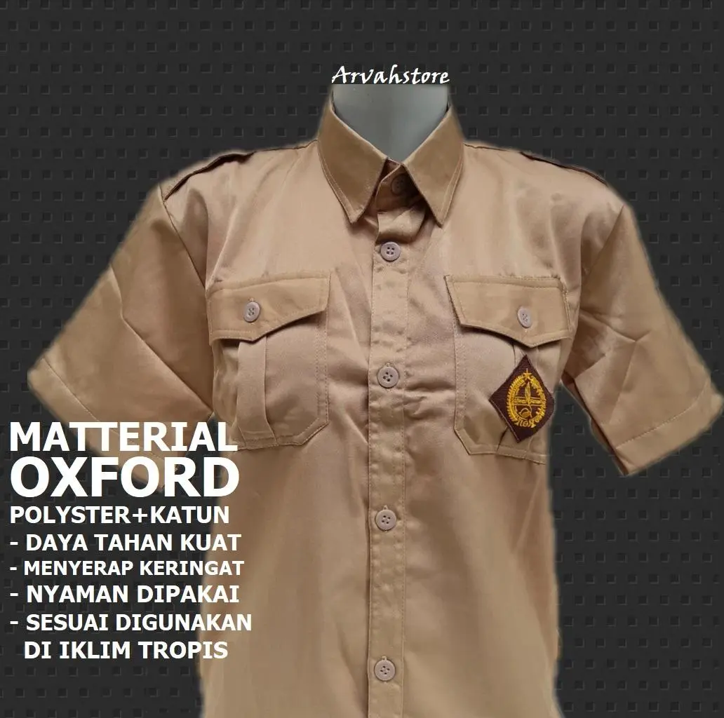Arvahmart - Baju Pramuka Lengan Pendek Anak Laki-Laki Sekolah SD / SMP / SMA Seragam Penggalang Lengan Pendek Bordir Kemeja