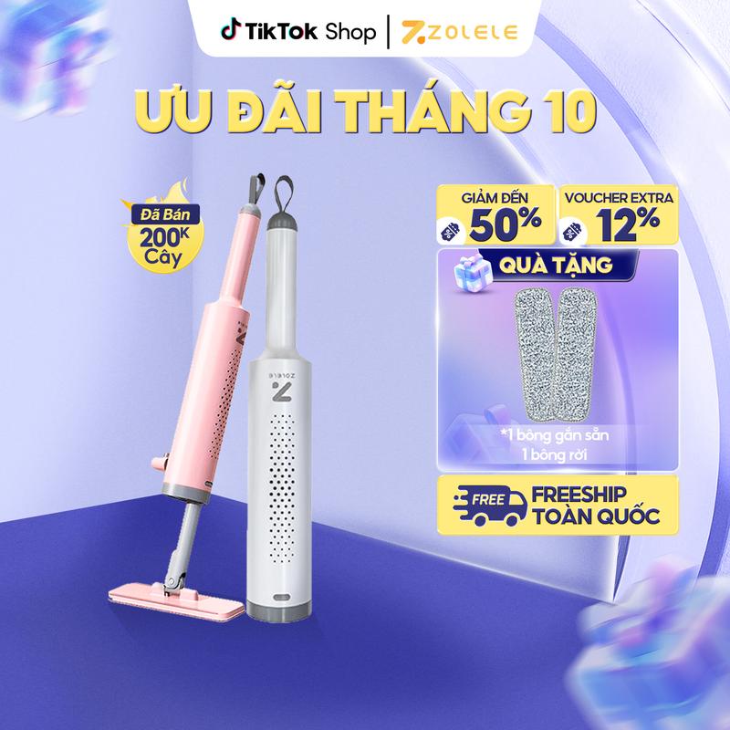 Cây lau tự vắt mini cầm tay Zolele DM01, cây lau bếp mini thanh gạt nước tự động làm sạch lau sàn