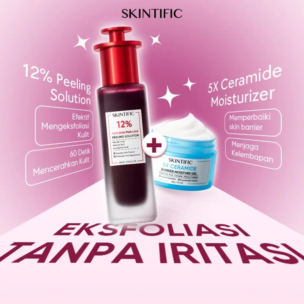 SKINTIFIC - 2pcs Paket-Skincare Set|Acid Peeling Solution Serum 30ml + 5X Ceramide Barrier Moisturizer Gel 30g